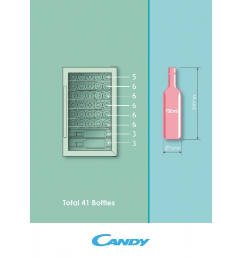 Candy DiVino CWC 150 EM NF Compressor wine cooler Freestanding Black 41 bottle(s)