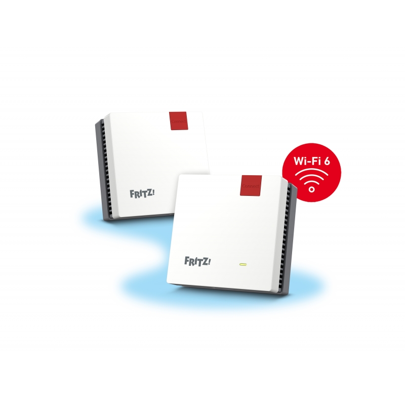 Mesh Set FRITZMESH SET 1600 2-PACK EDITION INTERNATIONAL Bi-bande (2,4 GHz 5 GHz) Wi-Fi 6 (802.11ax) Rouge, Blanc Interne