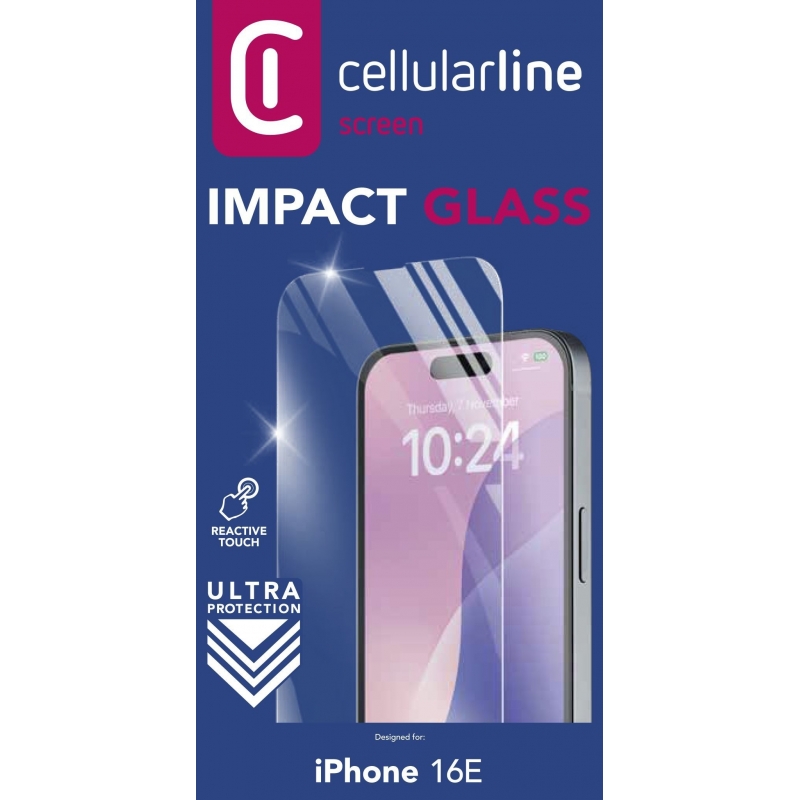 Cellularline Impact Glass - iPhone 16e Thin, tough and super-sensitive tempered glass