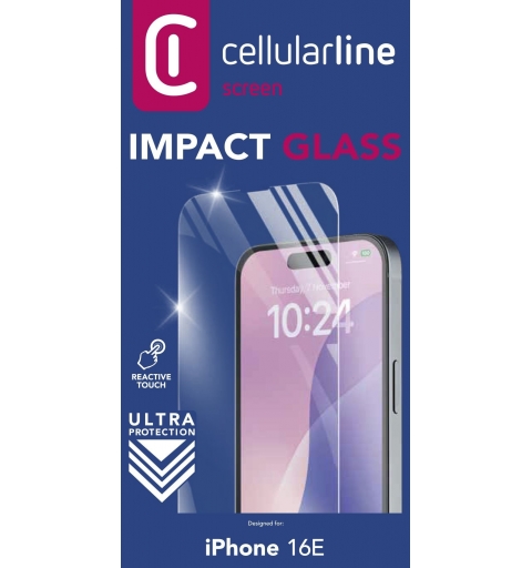 Cellularline Impact Glass - iPhone 16e Thin, tough and super-sensitive tempered glass