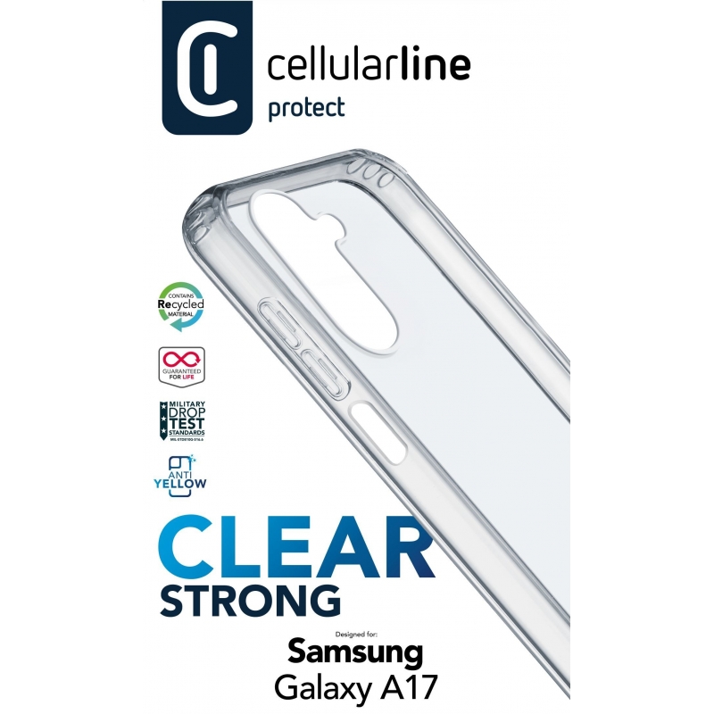 Cellularline Clear Strong - Galaxy A17 Coque rigide avec bords en caoutchouc