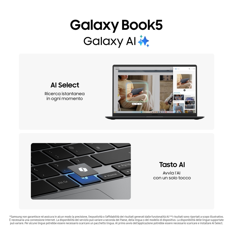 Samsung Galaxy Book5 Intel Core Ultra 7 255U Computer portatile 39,6 cm (15.6") Full HD 32 GB LPDDR5x-SDRAM 1 TB SSD Wi-Fi 6