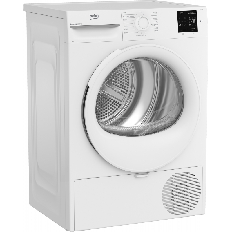 Beko BMTR38W 8kg, Classe D, Linea Estetica NX, motore asincrono, Display digitale, colore Bianco, oblò Bianco
