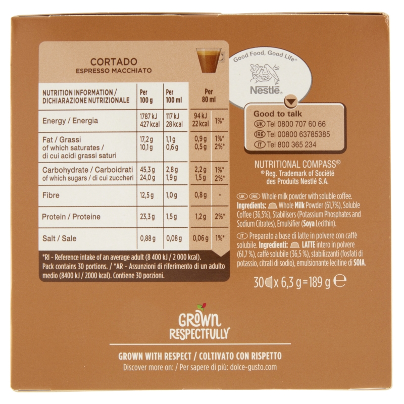 Nescafé Dolce Gusto Cortado Espresso Macchiato Kaffeekapsel Medium geröstet 30 Stück(e)