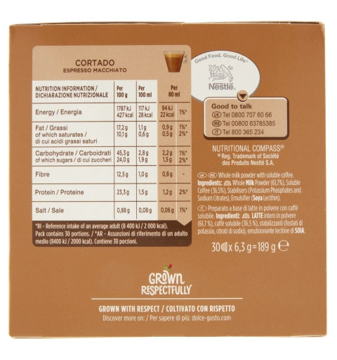 Nescafé Dolce Gusto Cortado Espresso Macchiato Kaffeekapsel Medium geröstet 30 Stück(e)