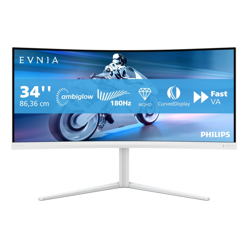 Philips Evnia 5000 34M2C5501A 00 Monitor PC 86,4 cm (34") 3440 x 1440 Pixel Wide Quad HD LCD Bianco