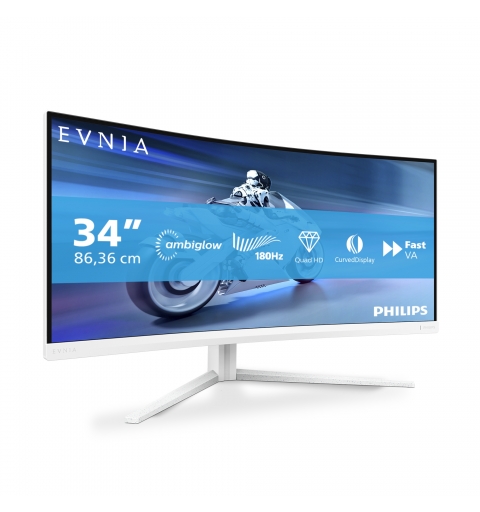 Philips Evnia 5000 34M2C5501A 00 Monitor PC 86,4 cm (34") 3440 x 1440 Pixel Wide Quad HD LCD Bianco