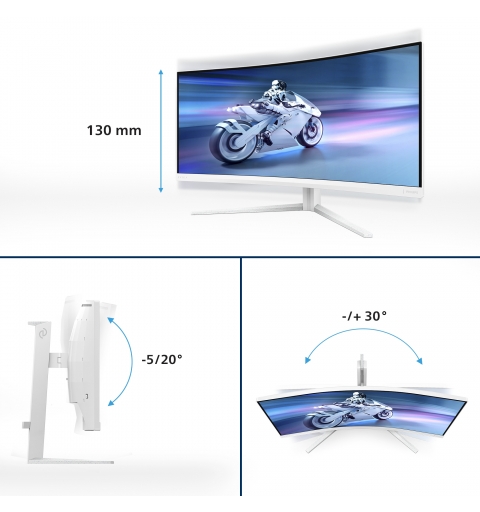 Philips Evnia 5000 34M2C5501A 00 Monitor PC 86,4 cm (34") 3440 x 1440 Pixel Wide Quad HD LCD Bianco