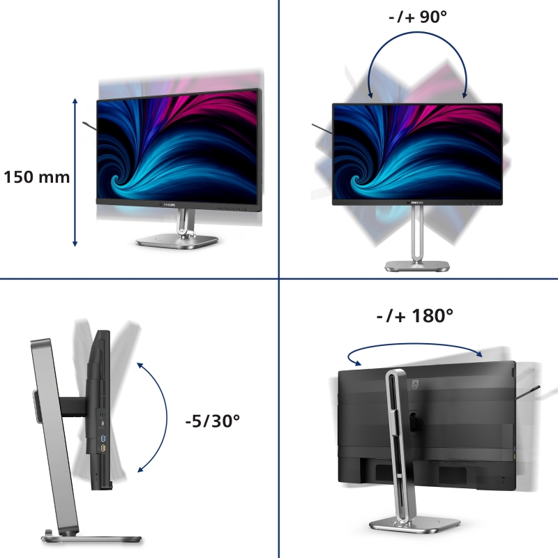 Philips 4000 series 24B2U4301 00 Computerbildschirm 60,5 cm (23.8") 1920 x 1080 Pixel Full HD LCD Grau
