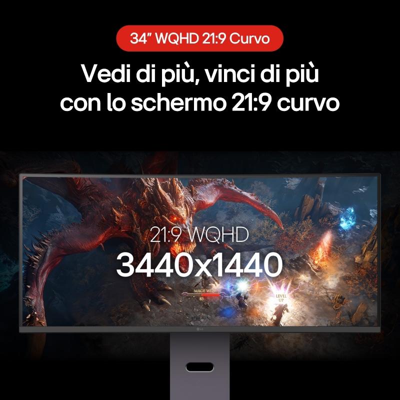 LG UltraGear Monitor Gaming 34" 21 9 curvo WQHD 160Hz 1ms