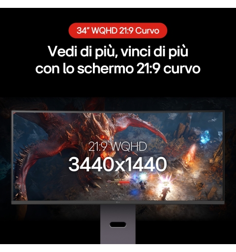 LG UltraGear Monitor Gaming 34" 21 9 curvo WQHD 160Hz 1ms