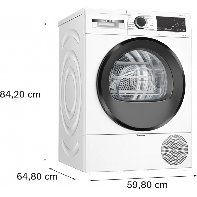 Bosch Serie 6 WQG243D9IT tumble dryer Freestanding Front-load 9 kg White