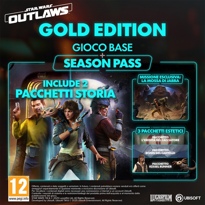 Ubisoft Star Wars Outlaws Gold Edition Oro Tedesca, Inglese, ESP, Francese, ITA, Giapponese, Coreano, Portoghese, Russo