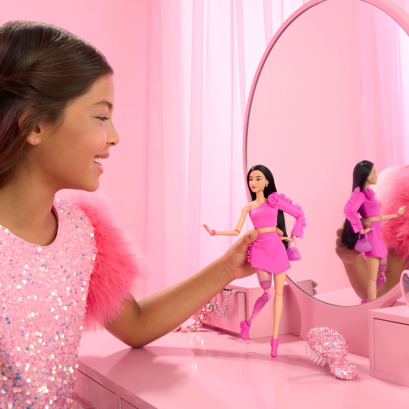 Barbie Deluxe Style No2 Doll in Pink Barbiecore Top and Skirt Set, Black Hair & Prosthetic Leg