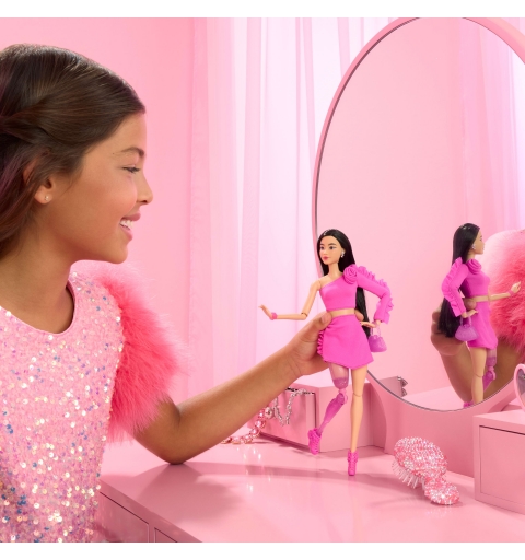 Barbie Deluxe Style No2 Doll in Pink Barbiecore Top and Skirt Set, Black Hair & Prosthetic Leg