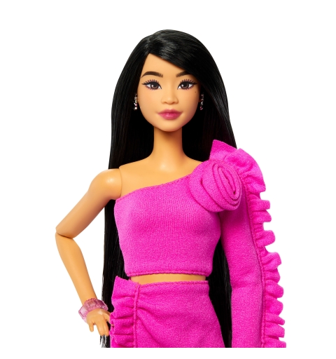 Barbie Deluxe Style No2 Doll in Pink Barbiecore Top and Skirt Set, Black Hair & Prosthetic Leg