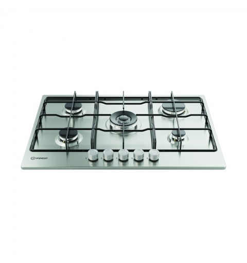 Indesit THP 752 W IX I 1 piano gas inox 75cm 5 fuochi bruciatore doppia corona griglie smaltate