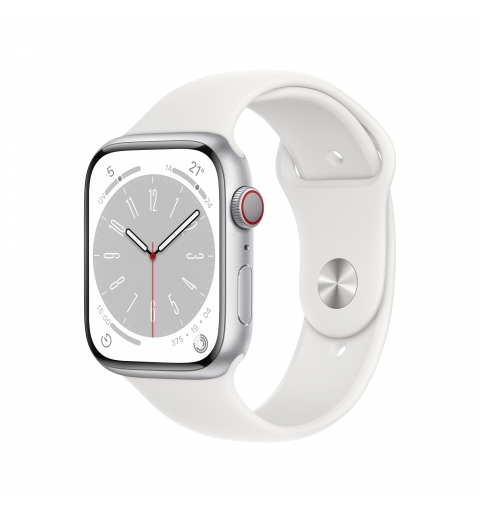 Apple Watch Series 8 OLED 45 mm Digital 396 x 484 pixels Touchscreen 4G Silver Wi-Fi GPS (satellite)