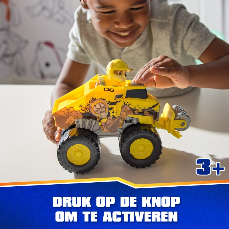 PAW Patrol Rescue Wheels, Bulldozer di Rubble, Veicolo Giocattolo con Trasformazione e Personaggio Collezionabile, Giocattoli