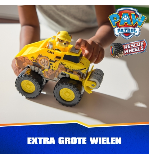 PAW Patrol Rescue Wheels Rubble’s Bulldozer, Toy Truck with Vehicle Transformation and Collectible Action Figure, Kids Toys