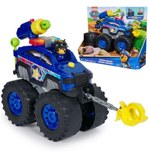 PAW Patrol Rescue Wheels Chase’s Power Haulin’ Cruiser, Toy Truck with Launcher, Motorized Winch, Lights & Sounds, Kids Toys