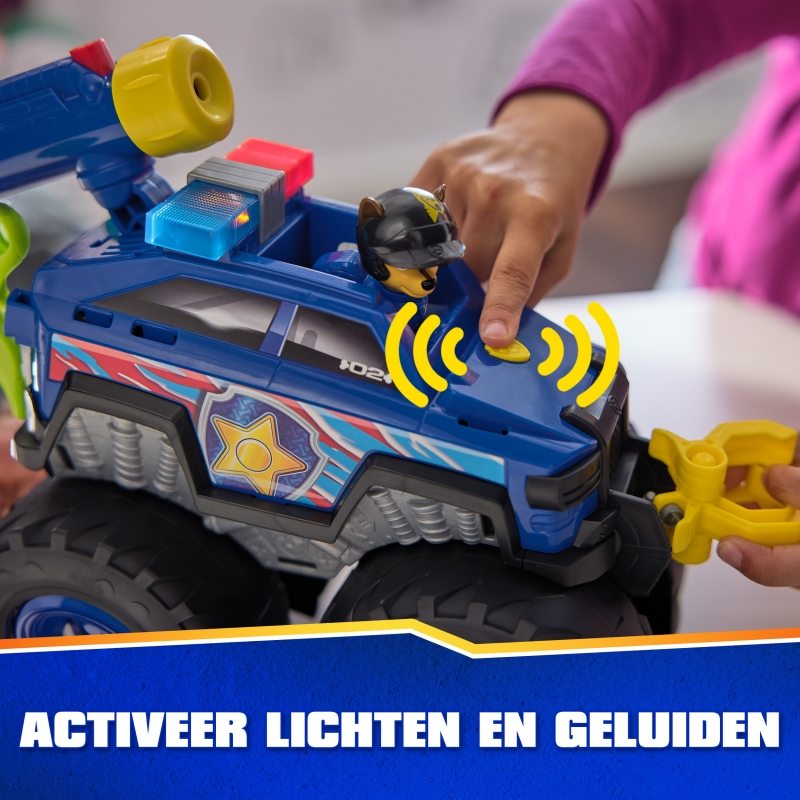 PAW Patrol Rescue Wheels Chase’s Power Haulin’ Cruiser, Toy Truck with Launcher, Motorized Winch, Lights & Sounds, Kids Toys