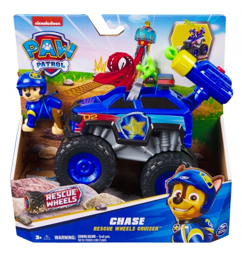 PAW Patrol Rescue Wheels Chase’s Cruiser, Toy Truck with Projectile Launcher and Collectible Action Figure, Kids Toys for