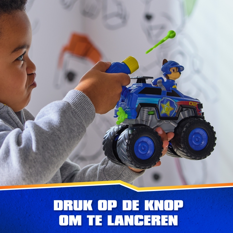 PAW Patrol Rescue Wheels Chase’s Cruiser, Toy Truck with Projectile Launcher and Collectible Action Figure, Kids Toys for