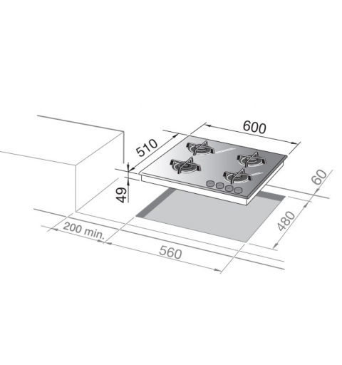 De’Longhi NSL 460 N hob Black Built-in 60 cm Gas 4 zone(s)