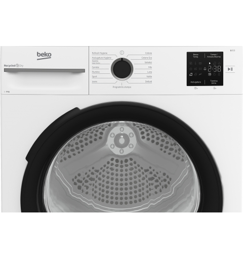 Beko MWBMT392B_IT 9kg, Classe C, Linea Estetica NX, motore inverter, Display digitale, colore Bianco, oblò Nero