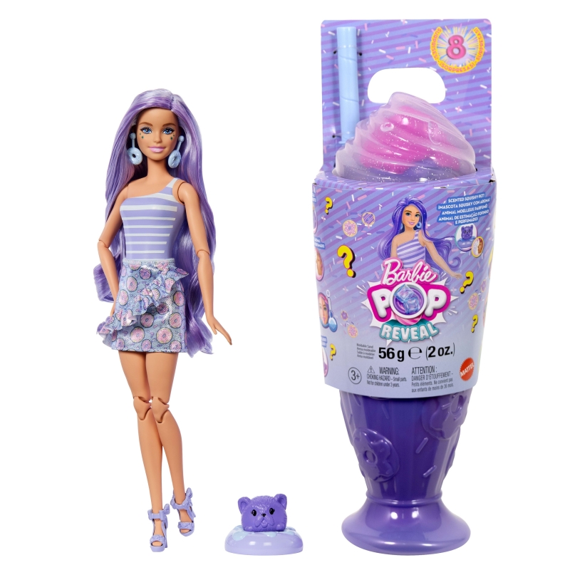 Barbie Pop Reveal Treat Series Doll & Accessories Set, 8 Surprises Include Pet (Styles May Vary)