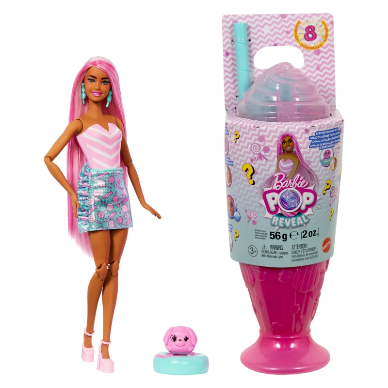 Barbie Pop Reveal Treat Series Doll & Accessories Set, 8 Surprises Include Pet (Styles May Vary)