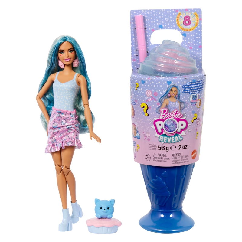 Barbie Pop Reveal Treat Series Doll & Accessories Set, 8 Surprises Include Pet (Styles May Vary)