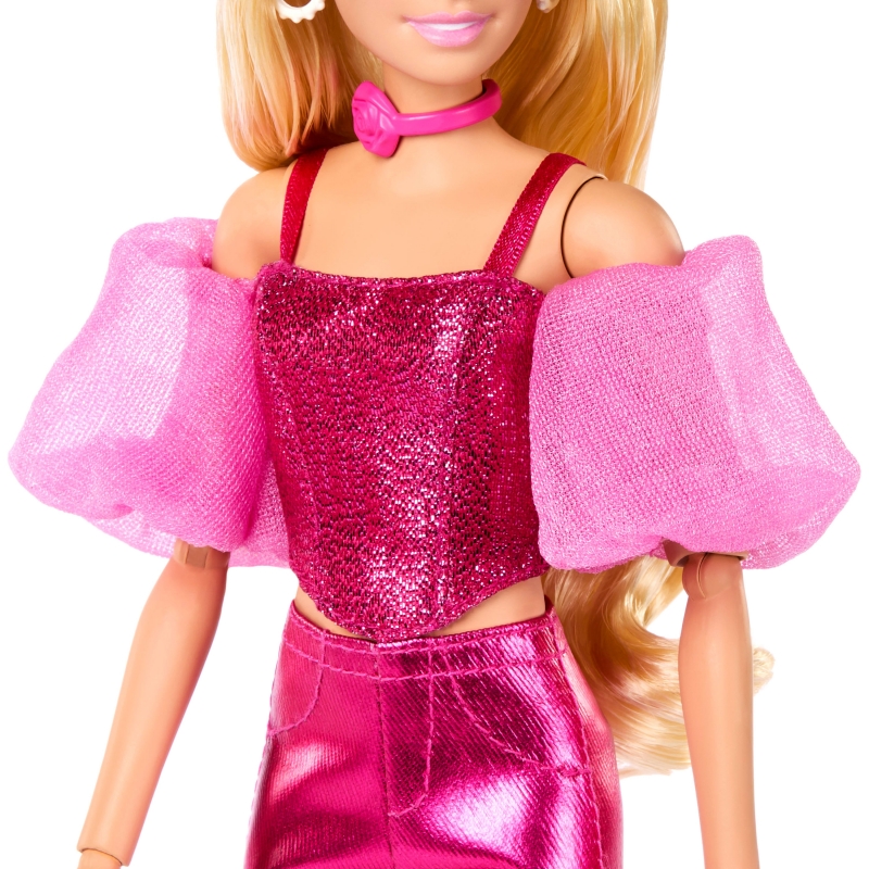 Barbie Deluxe Style Fashion Doll No5 in Metallic Pink Outfit with Corset Top and Accessories, Blonde