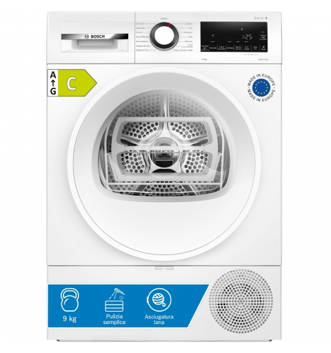 Bosch Serie 6 WQG243D6IT sèche-linge Pose libre Charge avant 9 kg Blanc