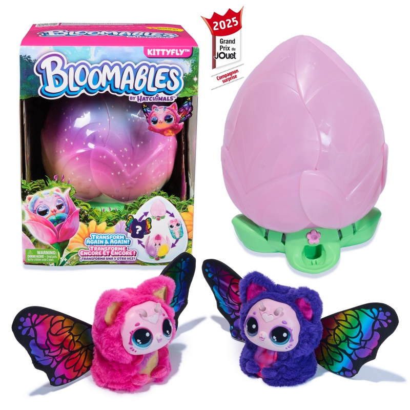 Bloomables by Hatchimals, Kittyfly Surprise Interactive Toy & Flower with Repeatable Reveal & Transformation, 100+ Sounds &