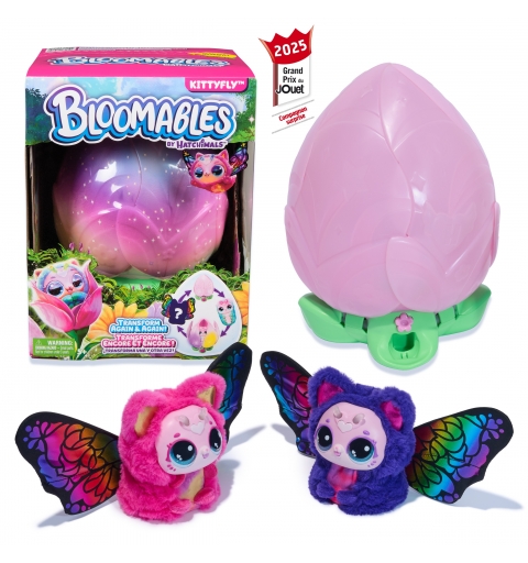 Bloomables by Hatchimals, Kittyfly Surprise Interactive Toy & Flower with Repeatable Reveal & Transformation, 100+ Sounds &