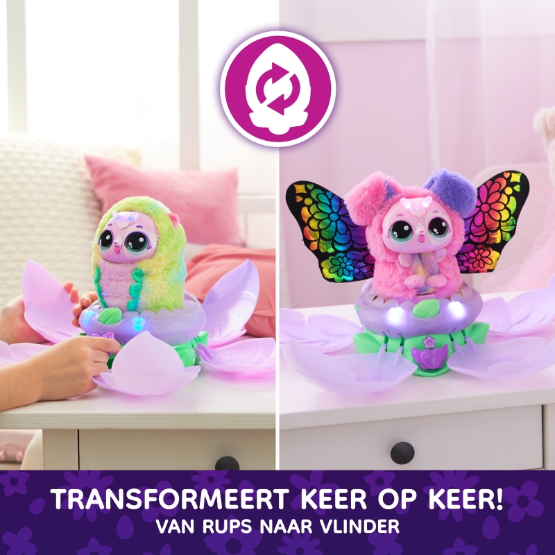 Bloomables by Hatchimals, Kittyfly Surprise Interactive Toy & Flower with Repeatable Reveal & Transformation, 100+ Sounds &
