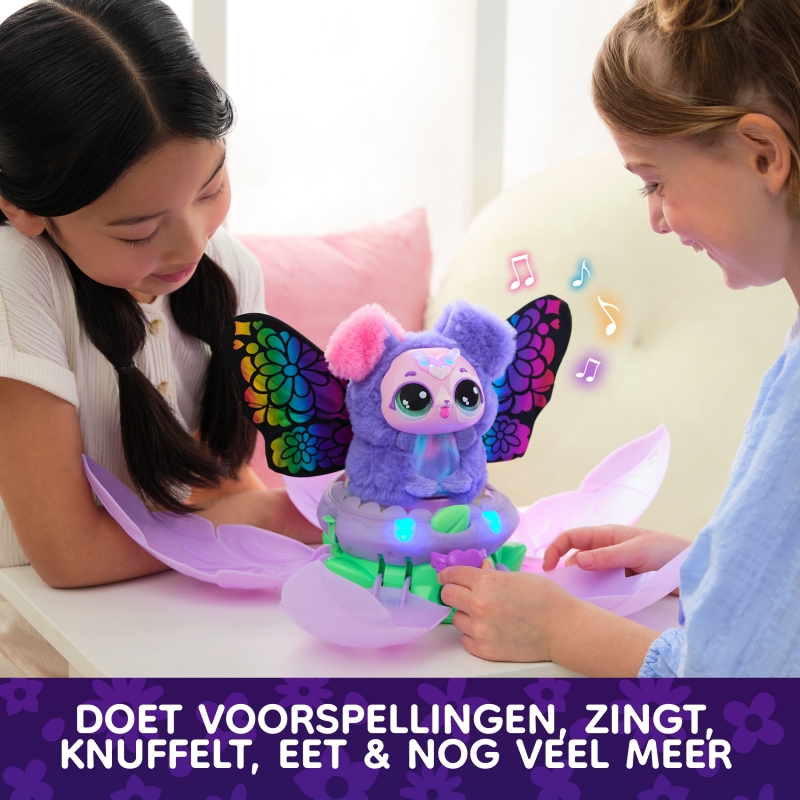 Bloomables by Hatchimals, Kittyfly Surprise Interactive Toy & Flower with Repeatable Reveal & Transformation, 100+ Sounds &