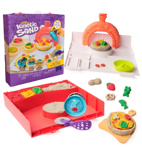 Kinetic Sand , Set di Gioco Squish Pizza, con 452 g di Sabbia e 5 Attrezzi, Giocattoli per Bambini e Bambine, 5+ Anni