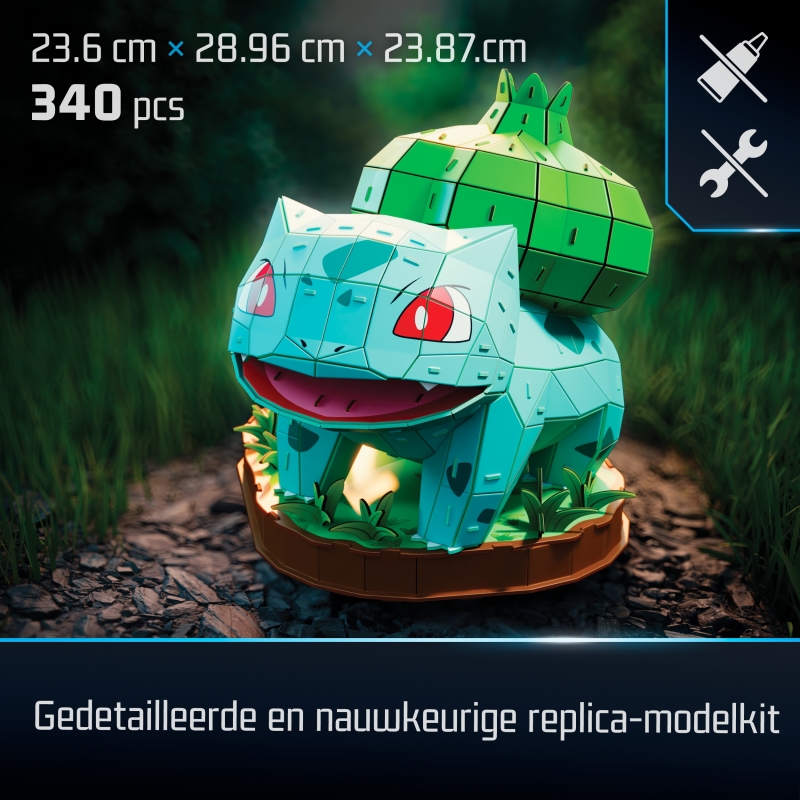4D Build , Pokémon Bulbasaur 3D Model Kit, Pokémon Figure, Kanto First Partner Collection, Desk Décor, 195 Pieces, for Ages 12