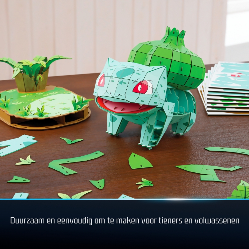 4D Build PUZZ4D - Maqueta Bulbasaur de 195 Piezas, Puzzle 3D Pokemon Bulbasaur de 23,9 cm, Maquetas para Construir Adultos y