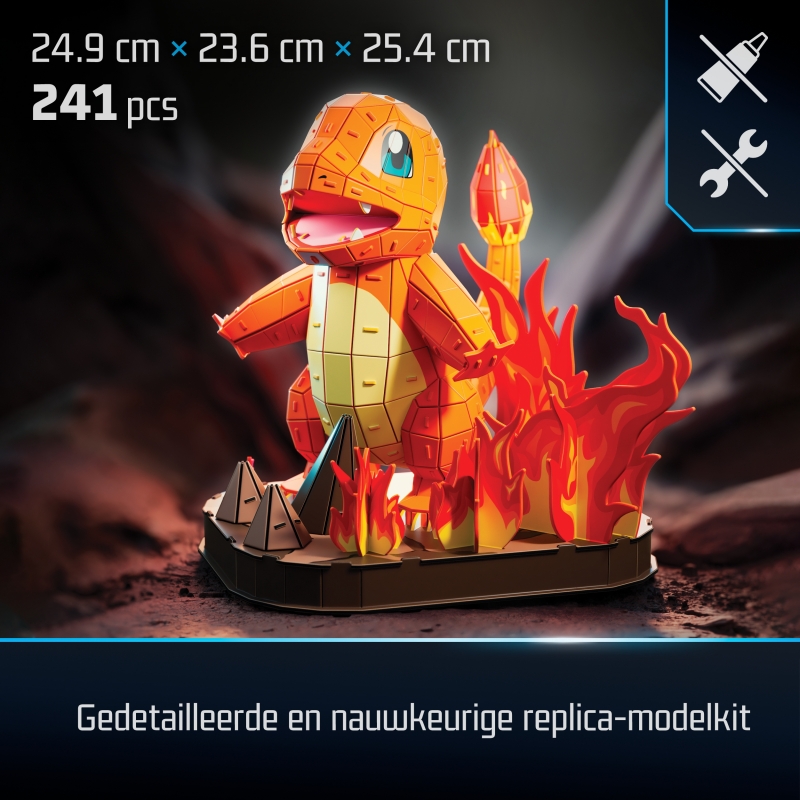 4D Build , Pokémon Charmander 3D Model Kit, Pokémon Figure, Kanto First Partner Collection, Desk Décor, 241 Pieces, for Ages 12