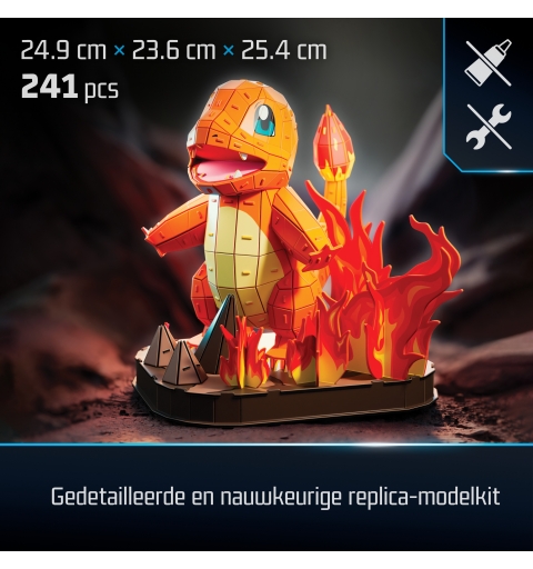 4D Build , Pokémon Charmander 3D Model Kit, Pokémon Figure, Kanto First Partner Collection, Desk Décor, 241 Pieces, for Ages 12