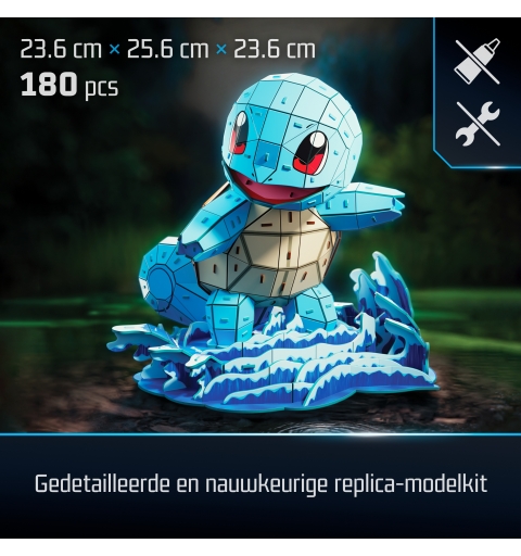 4D Build , Pokémon Squirtle 3D Model Kit, Pokémon Figure, Kanto First Partner Collection, Desk Décor, 180 Pieces, for Ages 12 &