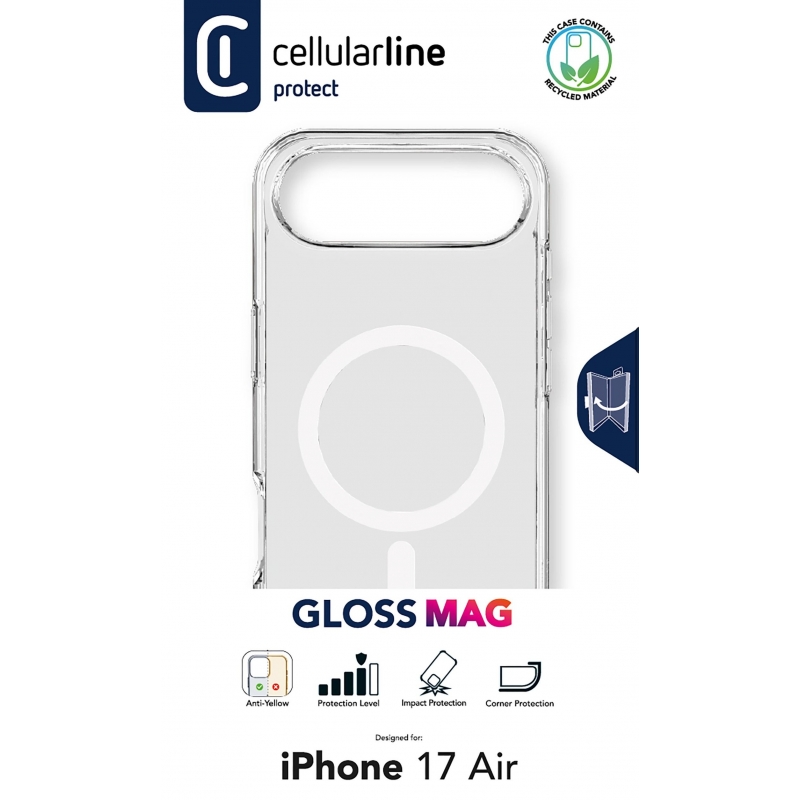 Cellularline Gloss Mag - iPhone Air Funda con imanes para usar con el cargador MagSafe de Apple