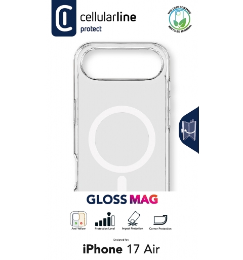 Cellularline Gloss Mag - iPhone Air Funda con imanes para usar con el cargador MagSafe de Apple