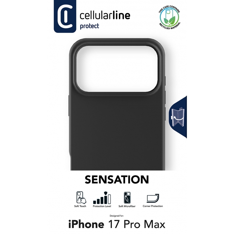 Cellularline Sensation - iPhone 17 Pro Max Funda de silicona ultrasuave con acabado soft-touch, perfecta para proteger cada