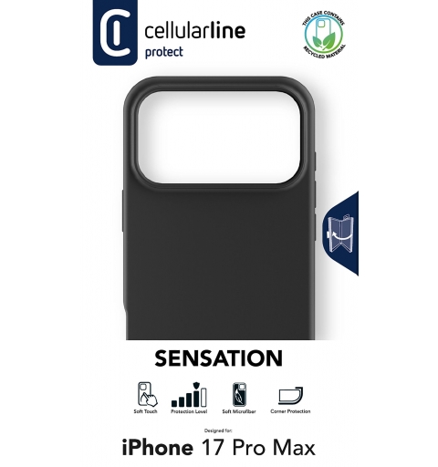 Cellularline Sensation - iPhone 17 Pro Max Funda de silicona ultrasuave con acabado soft-touch, perfecta para proteger cada
