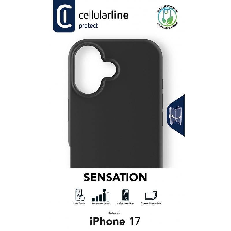Cellularline Sensation - iPhone 17 Custodia in silicone ultra morbida con finitura soft touch, perfetta per proteggere ogni